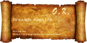 Országh Kamilló névjegykártya